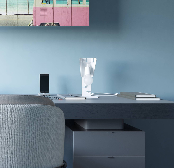 Skrivbordslampa ARBY vit + 1x LED-lampa E27 4000K Kall 7,5W 650lm