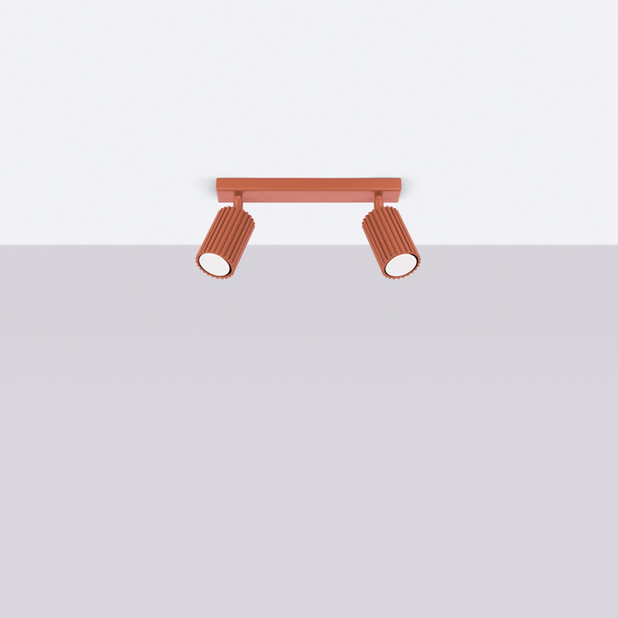Plafond KARBON 2 ockraröd + 2x LED-lampa GU-10 3000K varm 7W 510lm