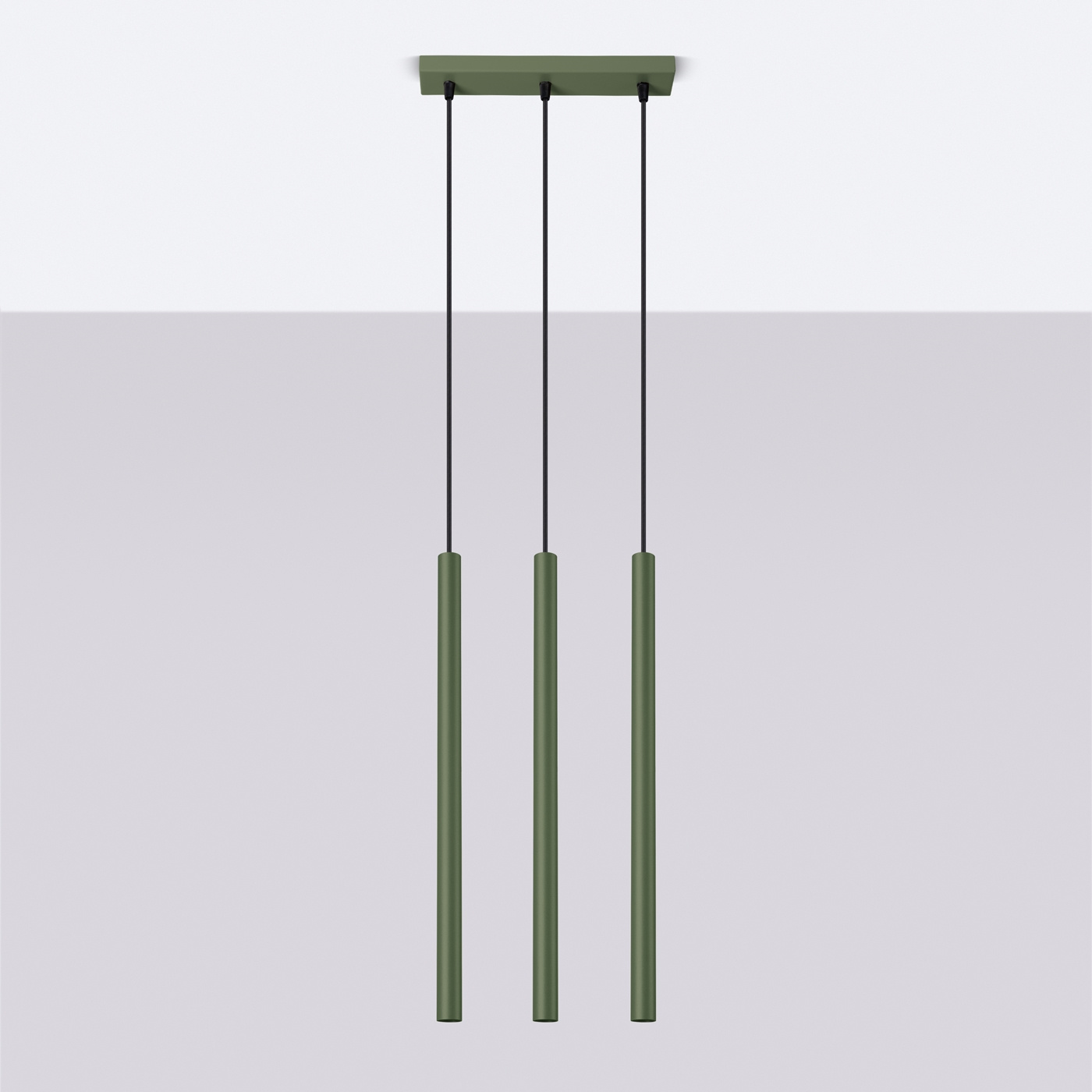 PASTELO 3P taklampa olivgrön + 3x LED-lampa G9 3000K varm 4,5W 450lm