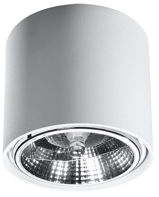 Plafond TIUBE vit + 1x LED-lampa GU10 AR111 3000K varm 12W 800lm