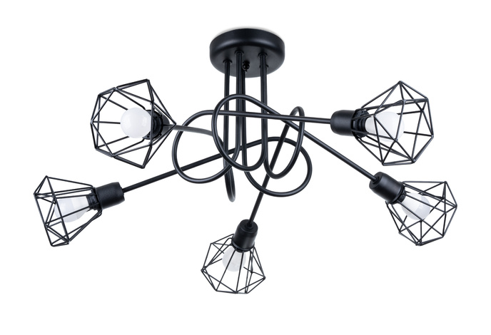 Ljuskrona ARTEMIS 5S svart + 5x LED-lampa E14 3000K varm 7,5W 620lm