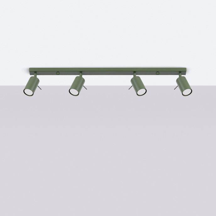 Plafond RING 4L olivgrön + 4x LED-lampa GU-10 3000K varm 7W 510lm