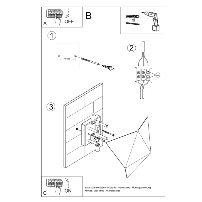 Vägglampa SOLIDO svart