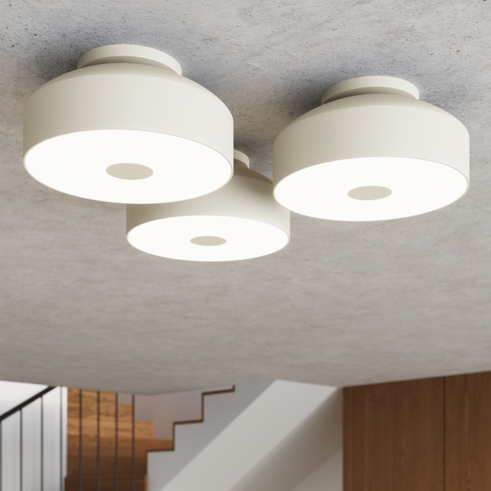 Plafond OMIQ beige + 4X LED-lampa E27 4000K Kall 7,5W 690lm