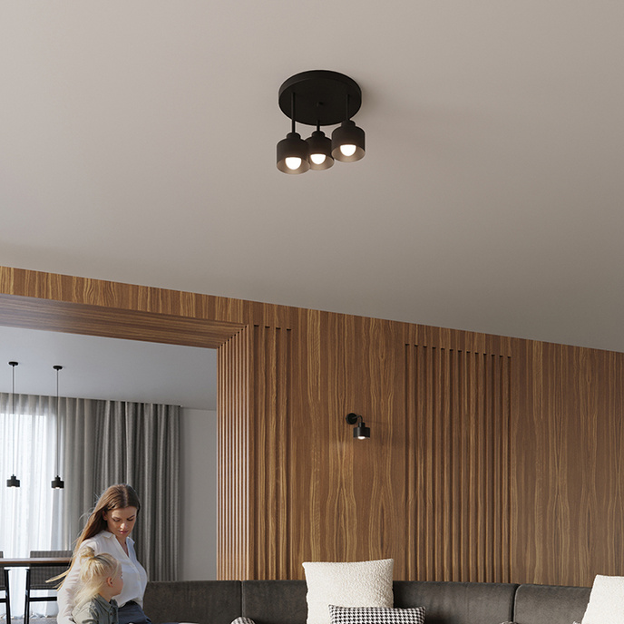Plafond SAVAR 2 svart + 2x LED-lampa E27 3000K varm 7,5W 620lm