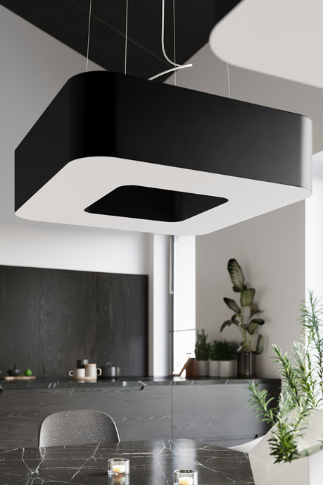 URANO 60 ljuskrona svart + 8x LED-lampa E27 3000K varm 7,5W 620lm