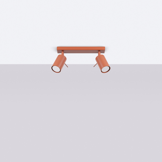 Plafond RING 2 ockraröd + 2x LED-lampa GU-10 4000K Kall 7W 530lm