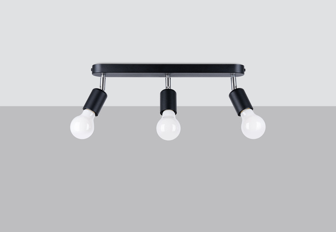 Plafond FORNES 3 svart + 3x LED-lampa E27 4000K Kall 7,5W 690lm