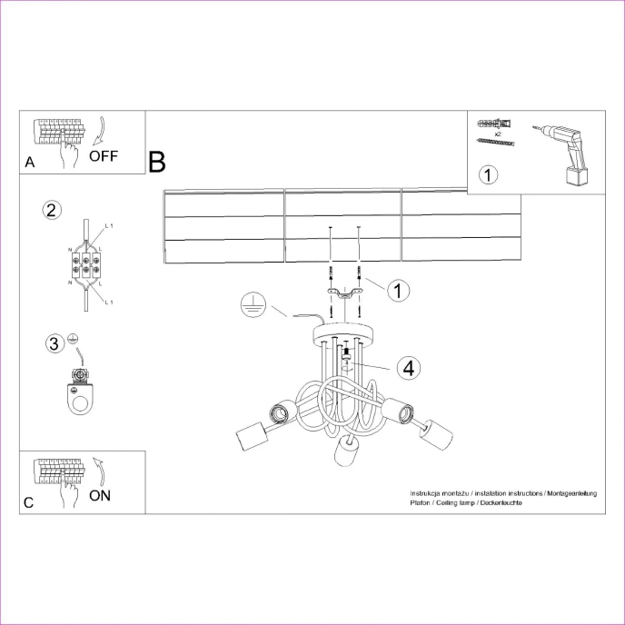 Ljuskrona EMBER 5 svart