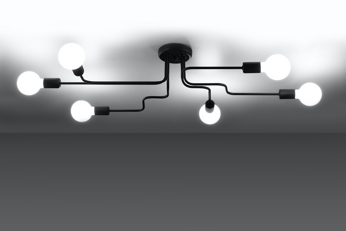 Ljuskrona VECTOR 6 svart + 6x LED-lampa E27 3000K varm 7,5W 620lm
