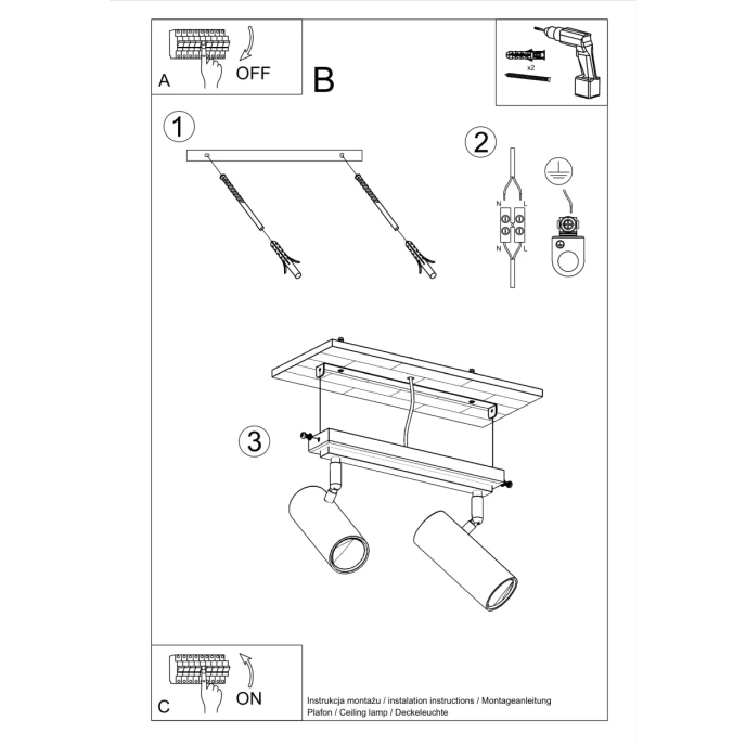Taklampa DIREZIONE 2 svart