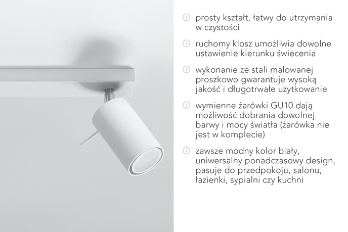 Plafond RING 2 vit + 2x LED-lampa GU-10 3000K varm 7W 620lm