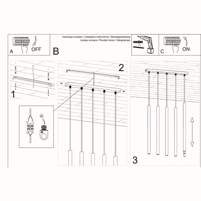 Pendellampa PASTELO 5 vit