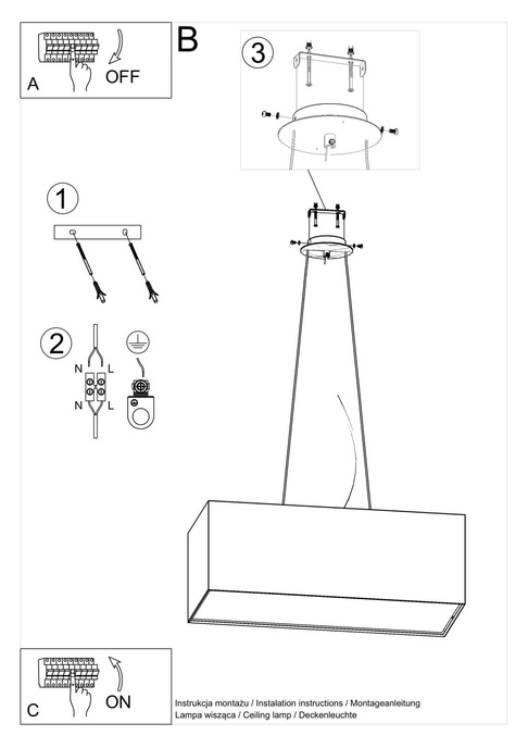 Ljuskrona SANTA BIS 80 vit + 3x LED-lampa E27 3000K varm 7,5W 620lm