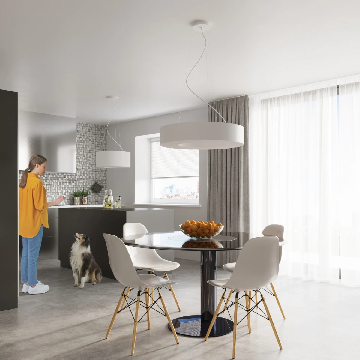 Ljuskrona SATURNO SLIM 50 vit