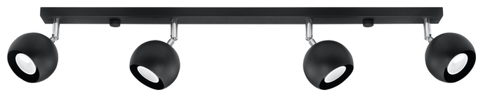 Plafond OCULARE 4L svart + 4x LED-lampa GU-10 3000K varm 7W 620lm