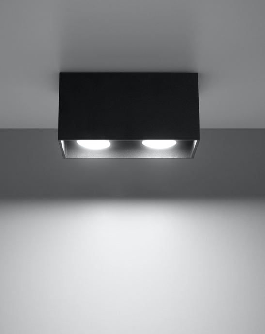 Plafond QUAD MAXI black+ 2x LED-lampa GU-10 3000K varm 7W 620lm