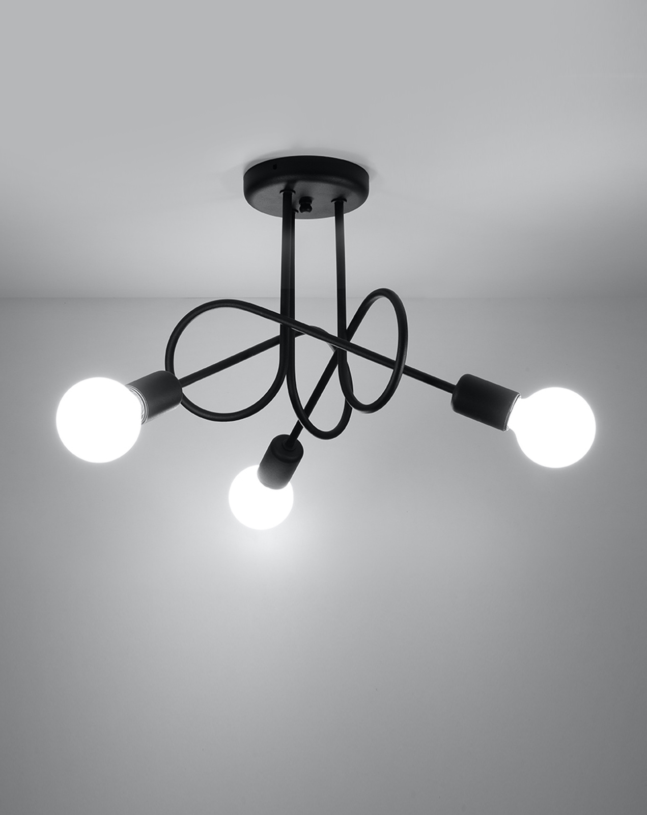 Ljuskrona SUPEŁ 3 svart + 3x LED-lampa E27 4000K kall 7,5W 650lm