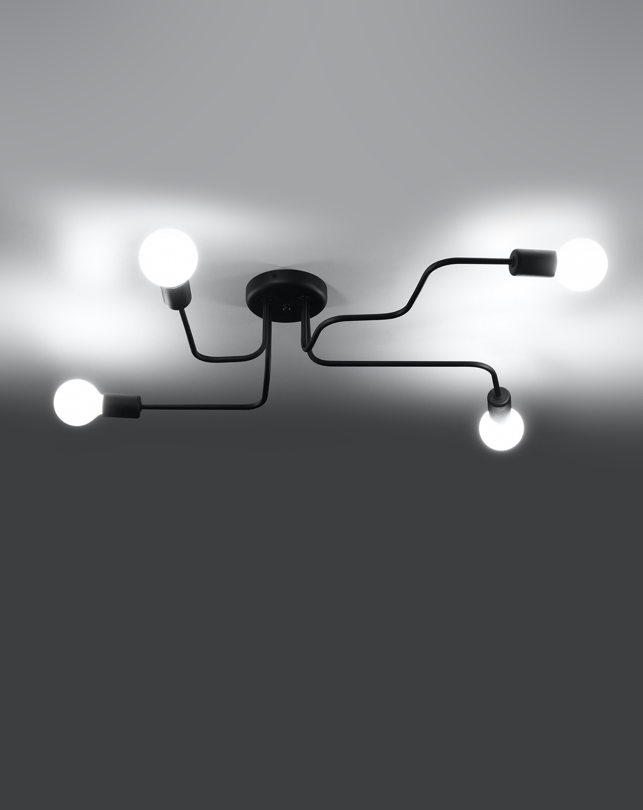 Ljuskrona VECTOR 4 svart + 4x LED-lampa E27 3000K varm 7,5W 620lm