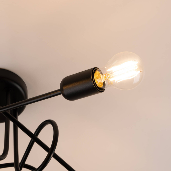 Ljuskrona SUPEŁ 5 svart + 5X LED-lampa E27 3000K 7W 760lm