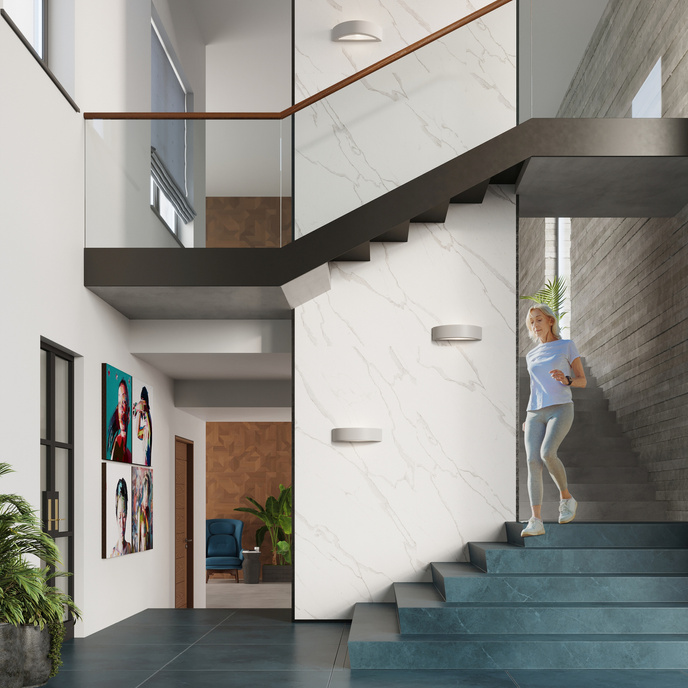 Keramisk vägglampa ATENA grå + 1x LED-lampa E27 3000K varm 7,5W 620lm