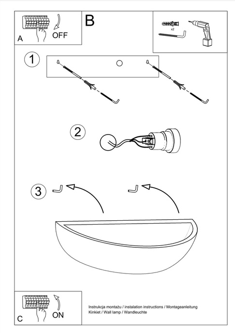 Keramisk vägglampa OSKAR vit + 1x LED-lampa E27 3000K varm 7,5W 620lm