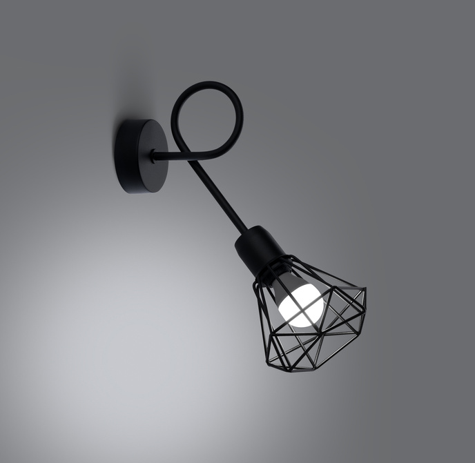 Vägglampa ARTEMIS 1S svart + 1x LED-lampa E14 4000K Cold 7,5W 680lm