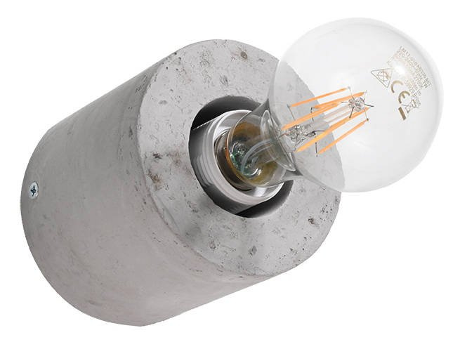 Vägglampa SALGADO betong + 1x LED-lampa E27 4000K Kall 7,5W 650lm