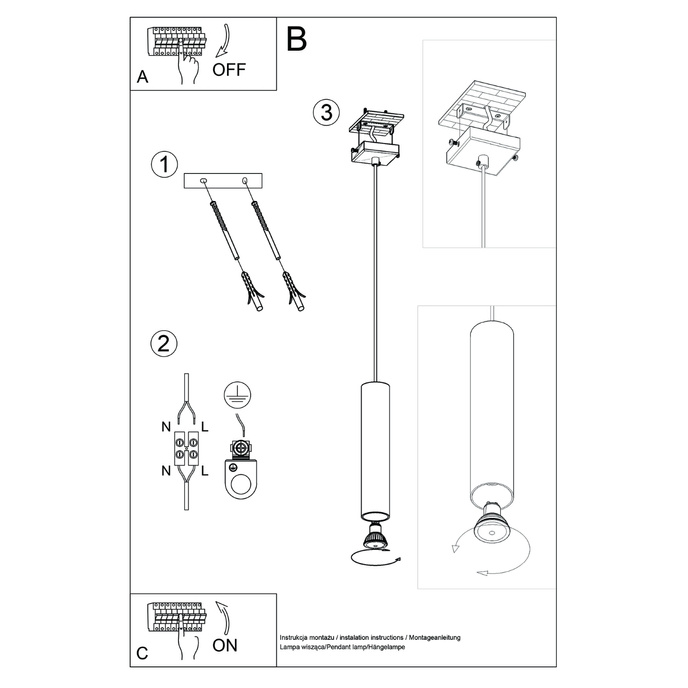 Taklampa LAGOS 1 ockraröd + 1x LED-lampa GU-10 4000K Cold 7W 530lm