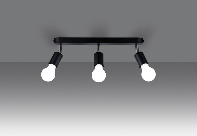 Plafond FORNES 3 svart + 3x LED-lampa E27 3000K varm 7,5W 620lm