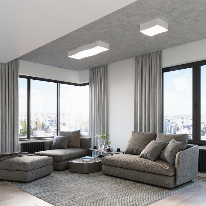 Plafond SQUARE 3 vit + 6x LED-lampa E27 3000K varm 7,5W 620lm