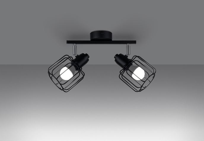 BELUCI 2 plafond svart + 2x LED-lampa E14 3000K varm 7,5W 620lm