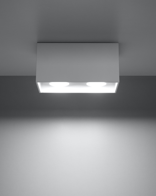 Plafond QUAD MAXI vit + 2x LED-lampa GU-10 3000K varm 7W 620lm