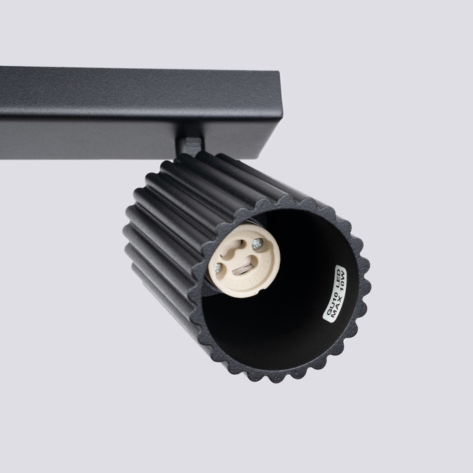 Plafond KARBON 3L svart + 3x LED-lampa GU-10 3000K varm 7W 510lm