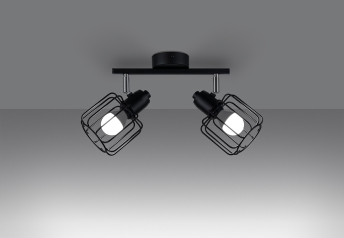 BELUCI 2 plafond svart + 2x LED-lampa E14 4000K Kall 7,5W 680lm