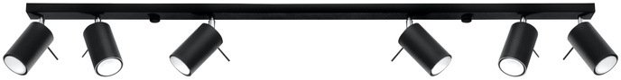 Plafond RING 6L svart + 6x LED-lampa GU-10 4000K Kall 7W 630lm