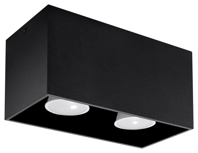 Plafond QUAD MAXI svart + 2x LED-lampa GU-10 4000K Cold 7W 630lm