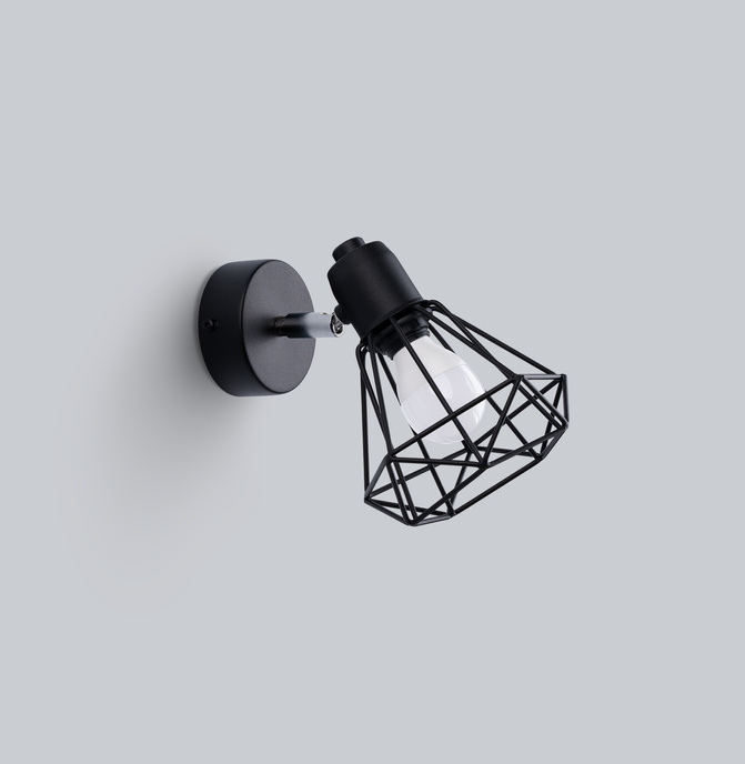 Vägglampa ARTEMIS 1 svart + 1x LED-lampa E14 4000K Cold 7,5W 680lm