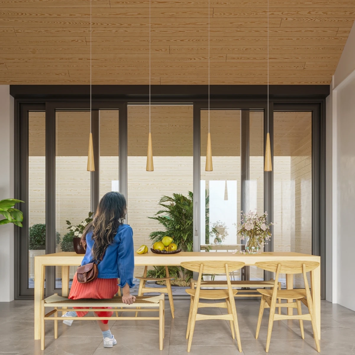 SULA 1 taklampa naturträ