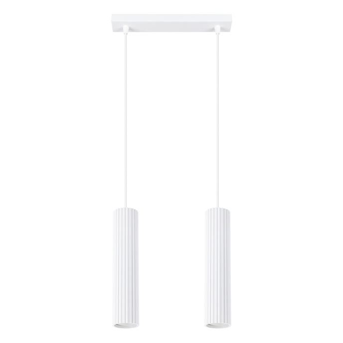 Pendellampa KARBON 2 vit + 2x LED-lampa GU-10 4000K Kall 7W 530lm