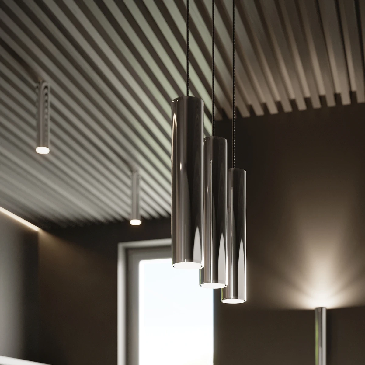 LAGOS 1 taklampa i krom