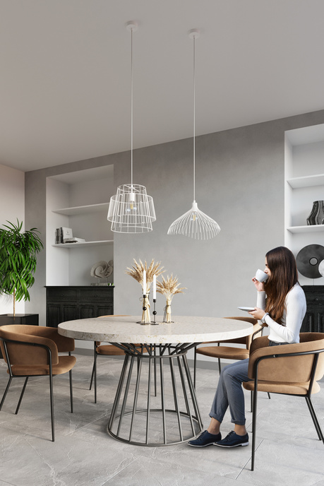 UMB taklampa vit + 1x LED-glödlampa E27 3000K varm 7,5W 620lm