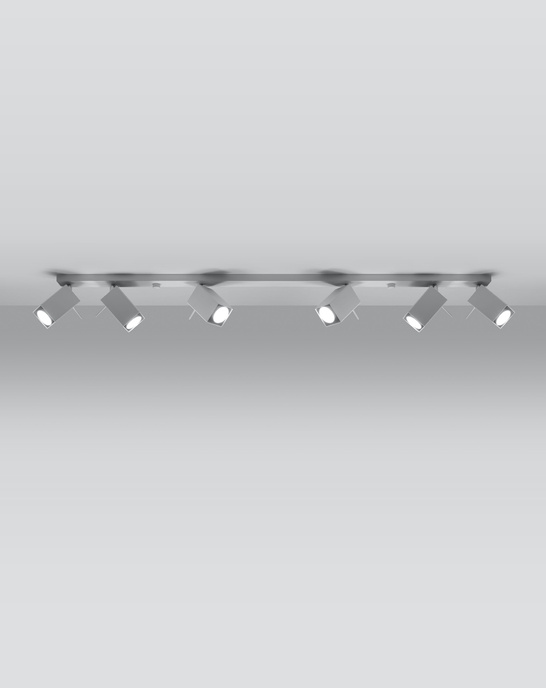 Plafond MERIDA 6L vit + 6x LED-lampa GU-10 3000K varm 7W 620lm