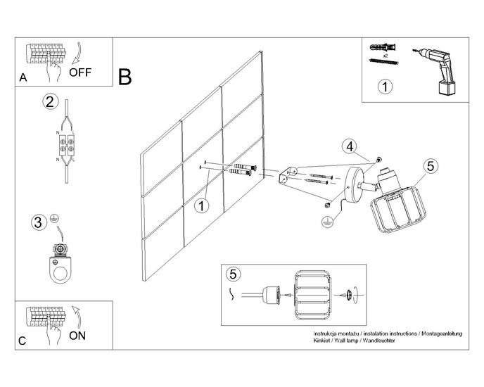 Vägglampa BELUCI 1 vit + 1x LED-lampa E14 4000K Kall 7,5W 680lm