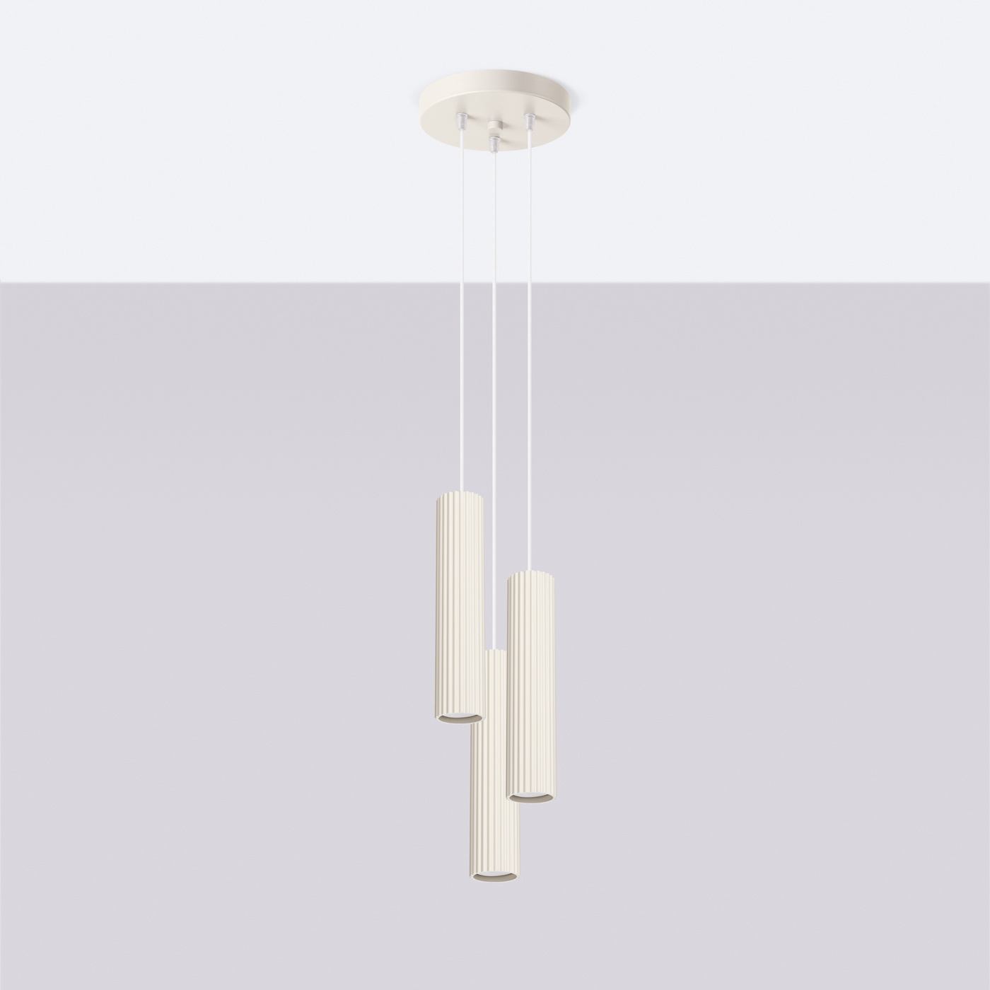 KARBON 3P taklampa beige + 3x LED-lampa GU-10 4000K Cold 7W 530lm