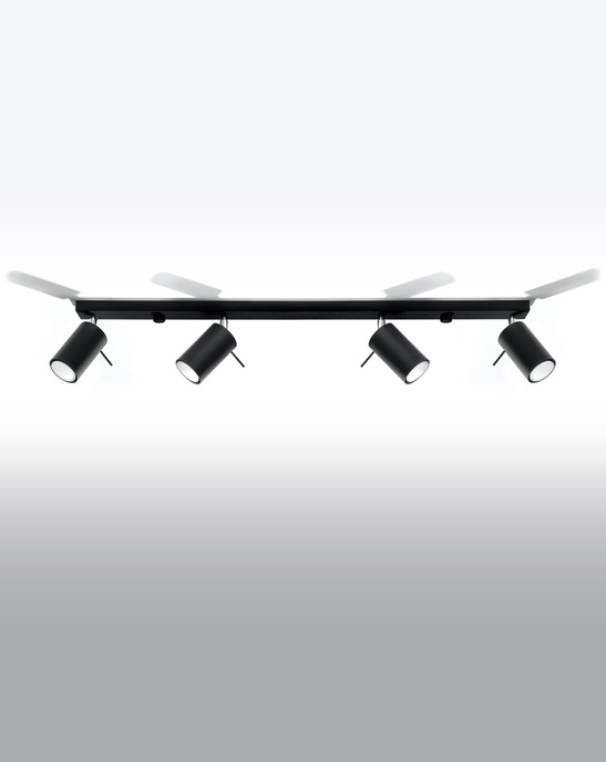 Plafond RING 4L svart + 4x LED-lampa GU-10 3000K varm 7W 620lm