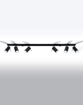 Plafond RING 6L svart + 6x LED-lampa GU-10 4000K Kall 7W 630lm