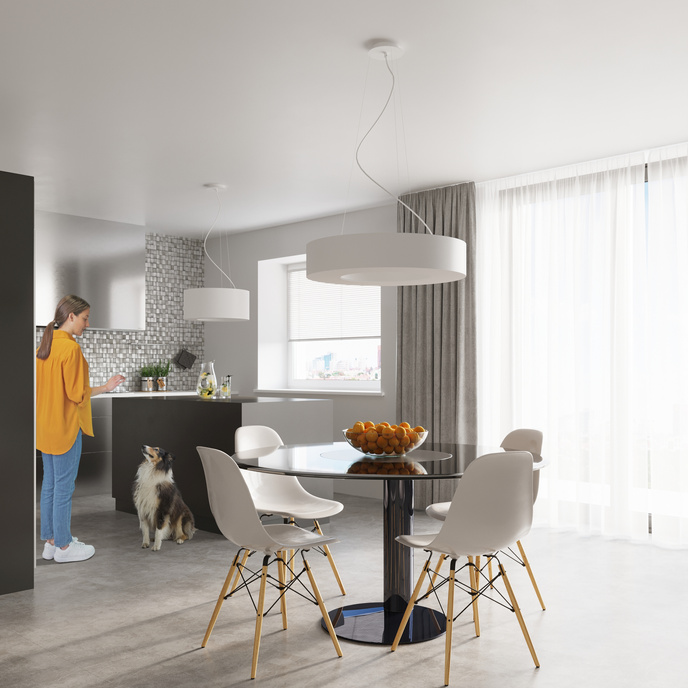 Ljuskrona SATURNO 50 vit + 5x LED-lampa E27 4000K Kall 7,5W 650lm