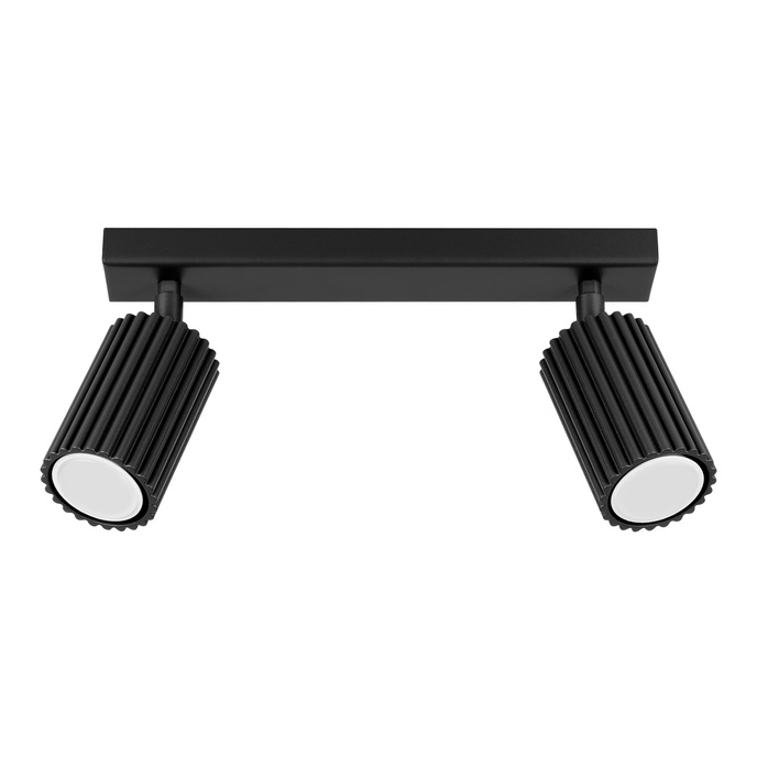 Plafond KARBON 2 svart + 2x LED-lampa GU-10 4000K Kall 7W 530lm