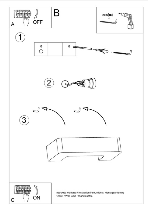 Keramisk vägglampa MAGNET vit + 1x LED-lampa E27 3000K varm 7,5W 620lm